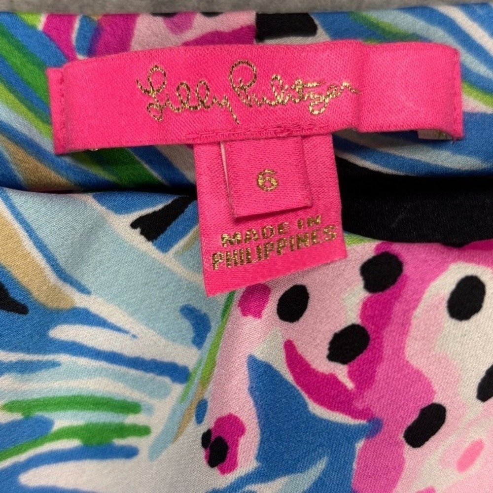 Lilly Pulitzer Rosario Midi Skirt Womens 6 Black Pink Spot Ya Leopard Colorful - Picture 2 of 7
